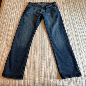 Nautica 32 x 32 Relaxed Fit Jeans Men's Dark Blue Straight Leg Denim Luxury